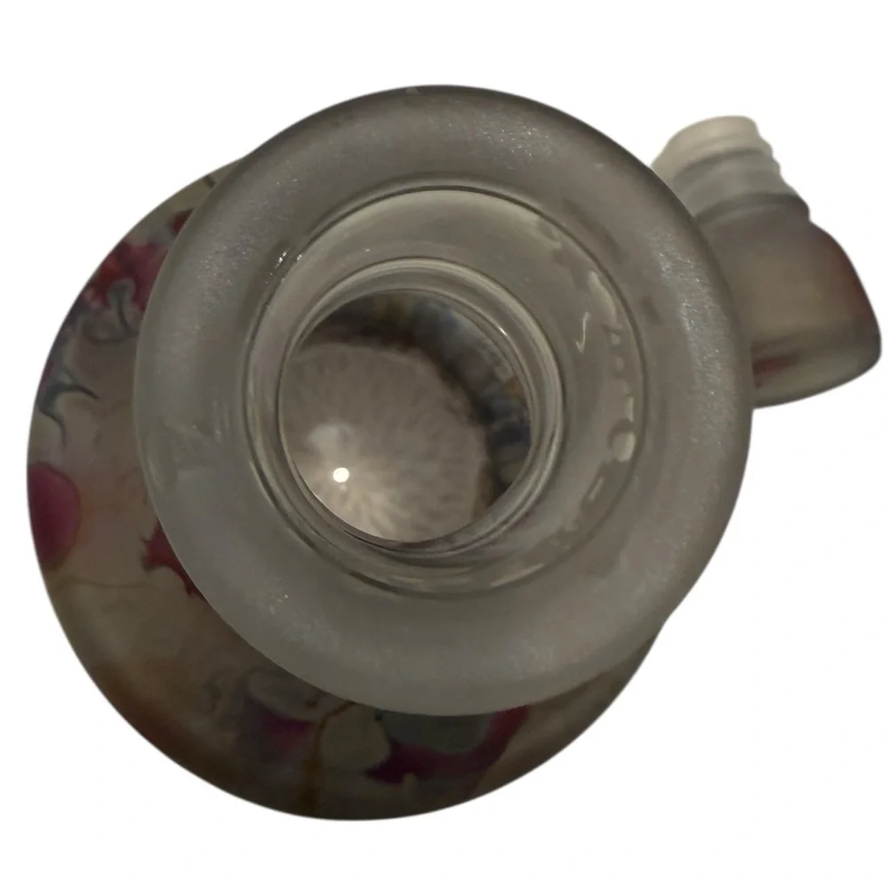 Nouveau Art Glass Wine Decanter Multi-Color Hand Painted Abstract Design France